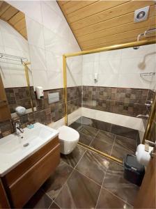 a bathroom with a toilet and a sink at Centro Park Hotel in Uzungöl +26 photos