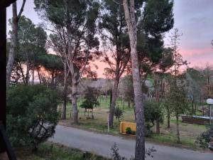 a view of a park with trees and a road at Bungalow COSTA BRAVA in L'Escala