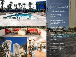 Un collage de imágenes de un folleto de hotel. en MGM Signature Studios by FantasticStay, en Las Vegas