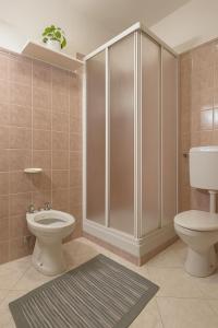 a bathroom with a toilet and a shower at Nido Alpino - by Lucia vacanze 13 in Folgarida