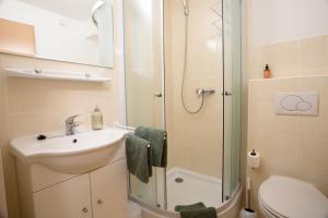 Koupelna v ubytování Apartmány Bramborka