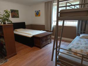a bedroom with a bunk bed and a bunk bedvelt at Tengelice-ház in Réde +23 photos
