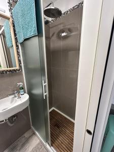 a bathroom with a shower and a sink at Loft Barbate in Barbate