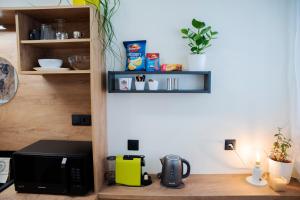 Příslušenství pro přípravu čaje a kávy v ubytování Apartmán u Horynů - Hýblova