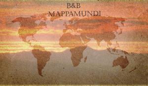 Un mapa del mundo con las palabras será manipulación en B&B Mappamundi, en San Benedetto Val di Sambro