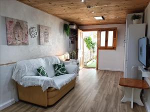 TV a/nebo společenská místnost v ubytování La casa del Buda Cerca de la playa con piscina