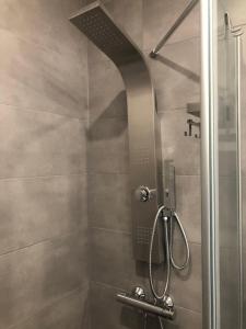 a shower with a shower head in a bathroom at Urban Stay & Style in Parsberg