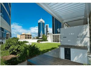 a building with a view of a city with tall buildings at 5 star 3 Bedroom Apt on Surfers Paradise Beach, Ocean views from every room in Gold Coast