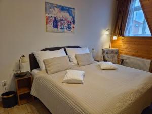 A bed or beds in a room at Hotel U Růže