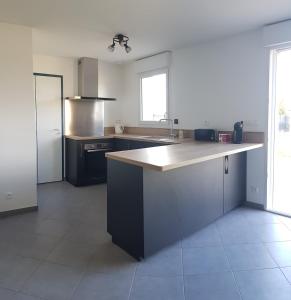 une cuisine avec un évier et un plan de travail dans l'établissement Maison au Coeur du Perche Arcisses Margon, à Margon