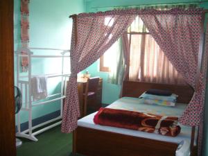 a bedroom with a bed with a canopy and a window at Sanu House in Pātan