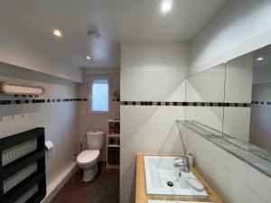 a bathroom with a sink and a toilet at Maison familiale à Arcachon avec climatisation - FR-1-319-420 in Arcachon +8 photos