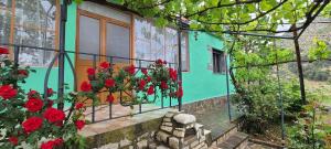 a house with red flowers on the side of it at House in Leskovik in Leskovik