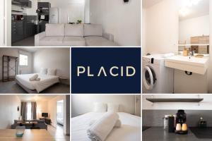 a collage of photos of a bedroom and a living room at Appart Romarin - Proche Gare & Stadium in Miramas