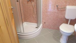 a bathroom with a toilet and a shower at Studio Soline Dani 3 in Soline