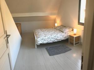 a small bedroom with a bed and a rug at Chalet rénové pour 10 pers. avec Parking proche Super Besse - FR-1-814-102 in Besse-et-Saint-Anastaise