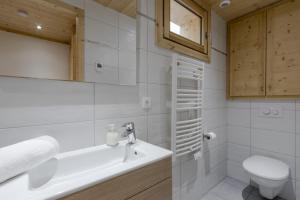 ein Badezimmer mit Waschbecken und Toilette in der Unterkunft Chalet Saint-Pierre jacuzzi vue montagne neuf in Le Fayet
