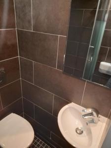 a bathroom with a toilet and a sink at Hotel Modern Est in Paris