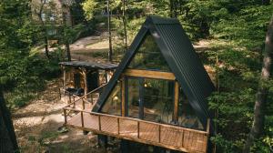 马特劳森蒂姆赖Juniper Chalet Mátra的黑屋顶林中的房子