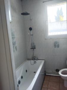 łazienka z wanną i toaletą w obiekcie Andrea w mieście Fontenay-sous-Bois
