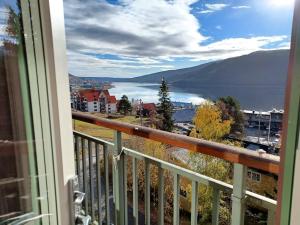 a view of a lake from a balcony at AGO Nya Lundsgården in Åre
