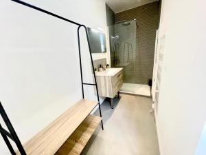 a bathroom with a sink and a shower at Le Provençal Colline St Jacques in Cavaillon +19 photos
