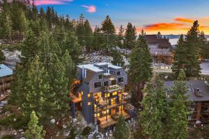 an aerial view of a house in the woods at LUXE 11 Blue Diamond Lodge Lake Tahoe in Stateline