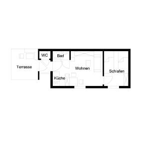 a floor plan of a house at Kleines Ferienhaus Mit Garten Und Grill In Garitz in Bad Kissingen