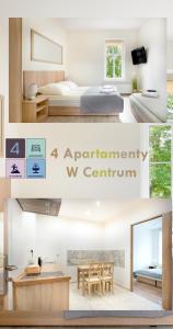 Giường trong phòng chung tại 4 Apartamenty W Centrum