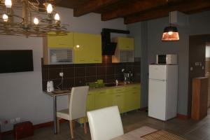 Η κουζίνα ή μικρή κουζίνα στο Apartamenty Jaśmin i Lilia jez. Sunowo koło Ełku +55 φωτογραφίες