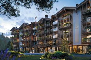 a rendering of a hotel with a building at Le Geant, Courmayeur, Apartments by Marriott Bonvoy in Courmayeur