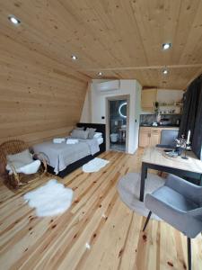 Postel nebo postele na pokoji v ubytování Bungalov lux
