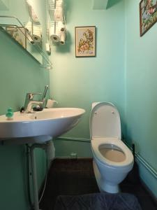 a bathroom with a toilet and a sink at Art House & Sculpture Garden in Mänttä