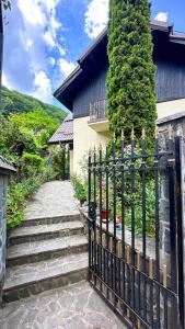 ein Tor mit Treppe vor einem Haus in der Unterkunft ARIA HOUSE Sinaia in Sinaia