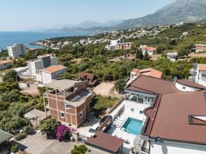 an aerial view of a house with a pool at Villa Blue Haven in Ulcinj