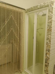 a shower with a glass door in a bathroom at La Casa al mare in Marina San Vito