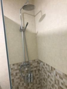 una ducha con cabezal de ducha en un baño en Apartamento Turístico “El Yugo”, en Arguedas