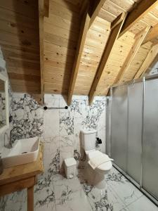 a bathroom with a toilet and a sink at KiDRAK OTEL MONTENEGRO-1 in Faralya