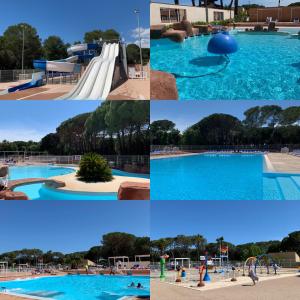 kolaż zdjęć basenu w obiekcie Le Chalet du Bonheur w mieście Puget-sur Argens