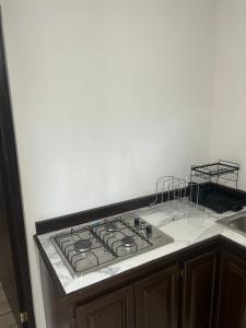 a kitchen with a stove top in a kitchen at Victoria Deptos & Suites in Ciudad Victoria