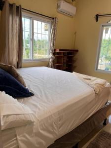 a large white bed in a room with a window at Poptún, Peten home accommodation in Ixobel