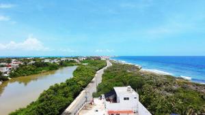 an aerial view of a river and the ocean at Suites paty de Suites Rocio in Isla Mujeres