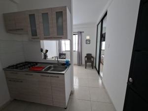 a small kitchen with a sink and a stove at San Luis Apartamento 301 Cúcuta in Cúcuta +9 photos