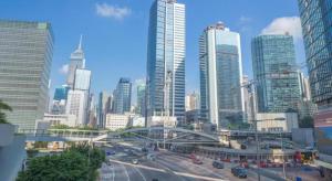 Uma vista geral de Hong Kong ou a vista da cidade a partir do hotel