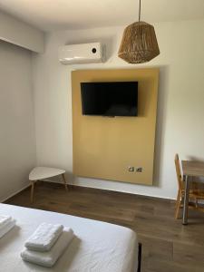 Televiisor ja/või meelelahutuskeskus majutusasutuses Boho House Florina