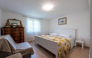 a bedroom with a bed and a tv and a chair at Holiday home Rozica by Villas Guide in Kras