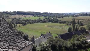 a view of a village with houses and a field at La Maison en Cézallier - Poppies in Marcenat