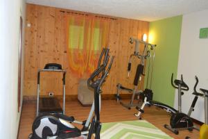 a gym with several exercise bikes in a room at RESIDENZA VALLE VIGEZZO in Santa Maria Maggiore
