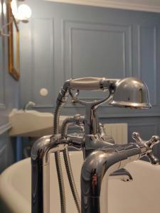 a suitcase sitting on top of a sink in a bathroom at La maison de Madeleine in Rochecorbon