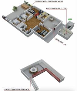 Bố cục Penthouse Rooftop Loft, 190sq, Panorama View, 1min to Main Station- 5min to City
